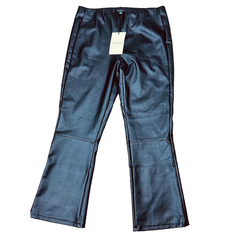 Who What Wear black vegan leather pull on cropped pants  high-rise SZ 12